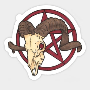 skull and pentagram Sticker